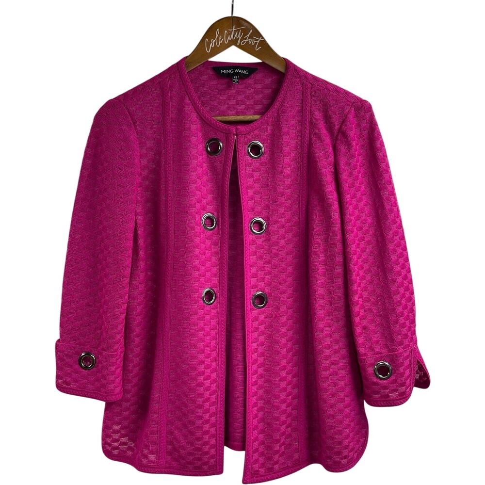 Ming Wang Pink Knit Jacket PS Career Casual Designer Textured